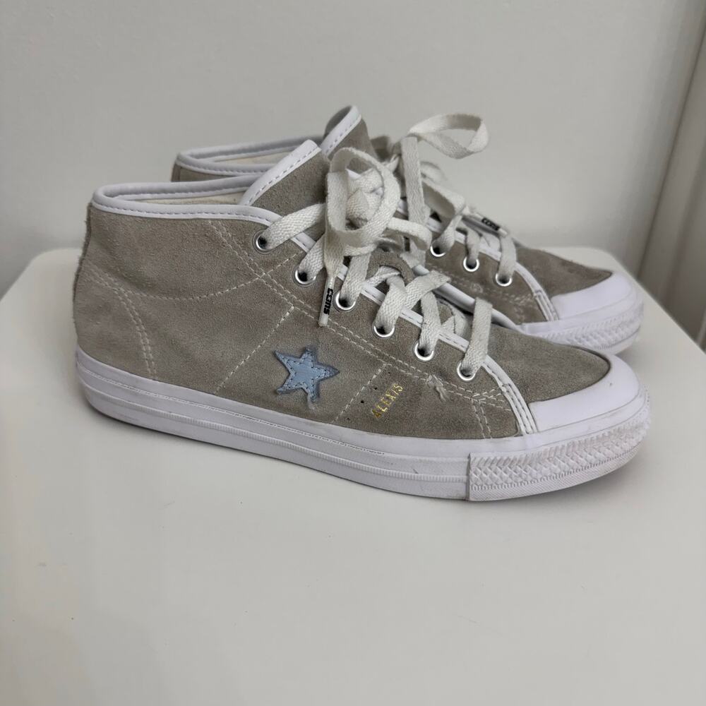 Converse x Alexis Sablone One Star Pro Mid Sneakers Gray Suede Sz 7.5